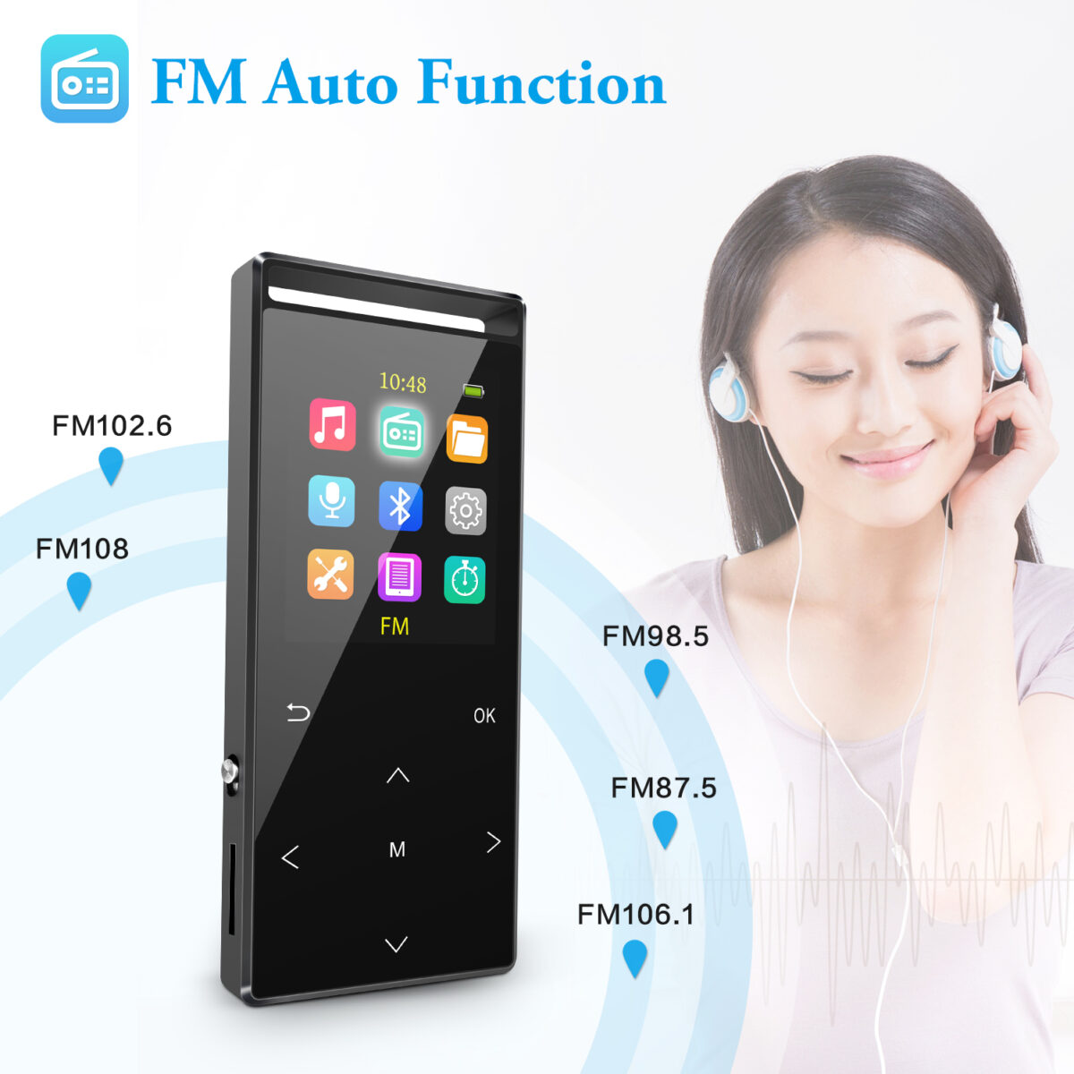 MP3 Player, Bluetooth 5.0, HiFi Lossless Music Player with FM Radio