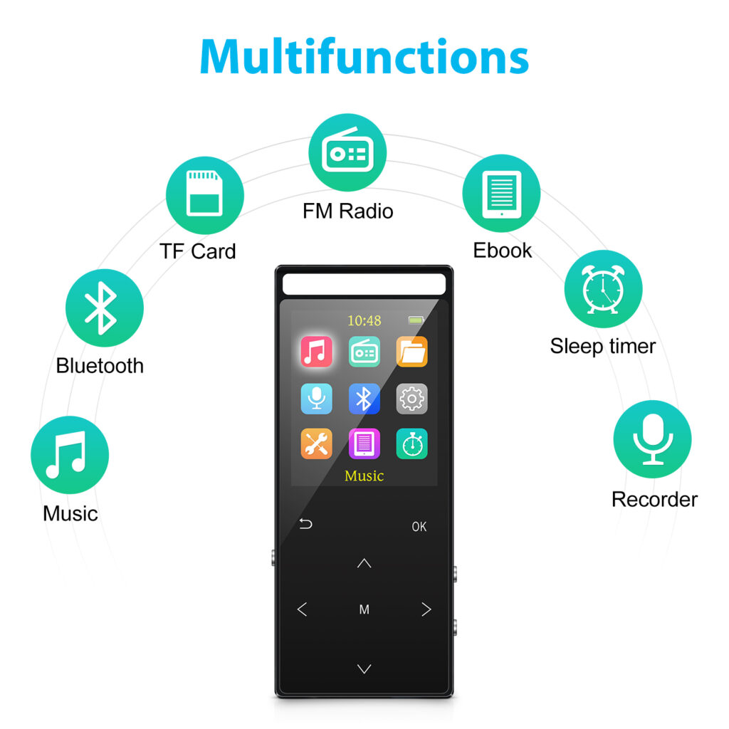 MP3 Player, Bluetooth 5.0, Hi-Fi Lossless Music Player with FM Radio ...